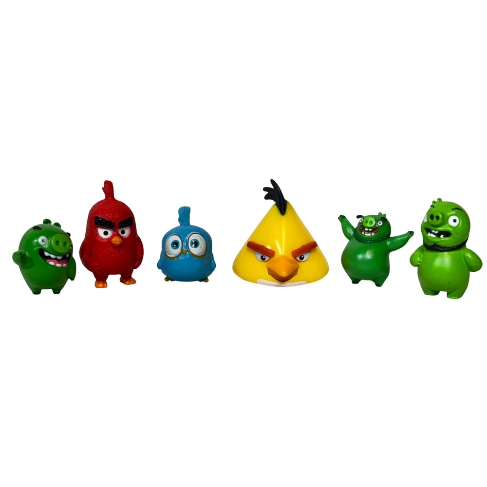 Angry Birds Mini Figure Set Rovio Red Chuck Blue Pigs 6pc Lot